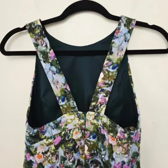 Cushnie Et Ochs Floral Print Midi Length Open Back Wiggle Green Dress Size 0 - Picture 9 of 13